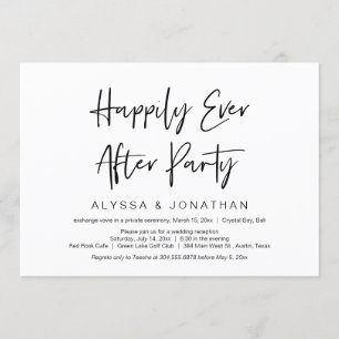 Glückliche Immer Nach Der Party, Schwarz, Hochzeit Einladung