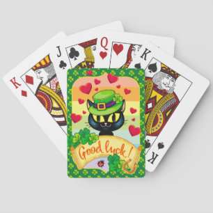 Glückliche irische Katze! Spielkarten