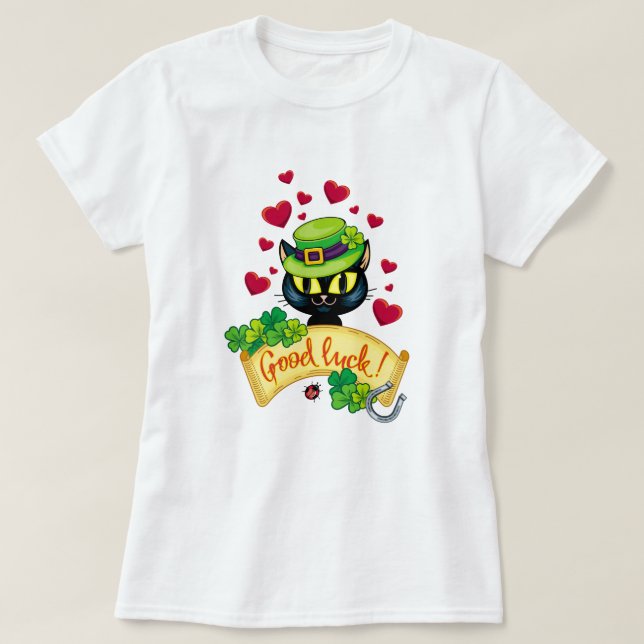 Glückliche irische Katze! T-Shirt (Design vorne)