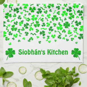 Glückliche Irische Shamrocks Kleeblatt Personalisi Geschirrtuch