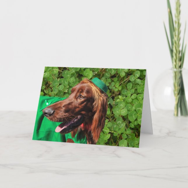Glückliche Irish Setter St. Patrick's Day Grußkart Karte (Vorderseite)