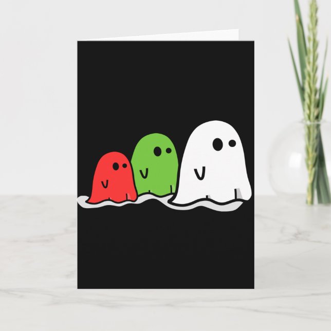 Glückliche italienische Geister Kawaii Halloweens Karte (Vorderseite)
