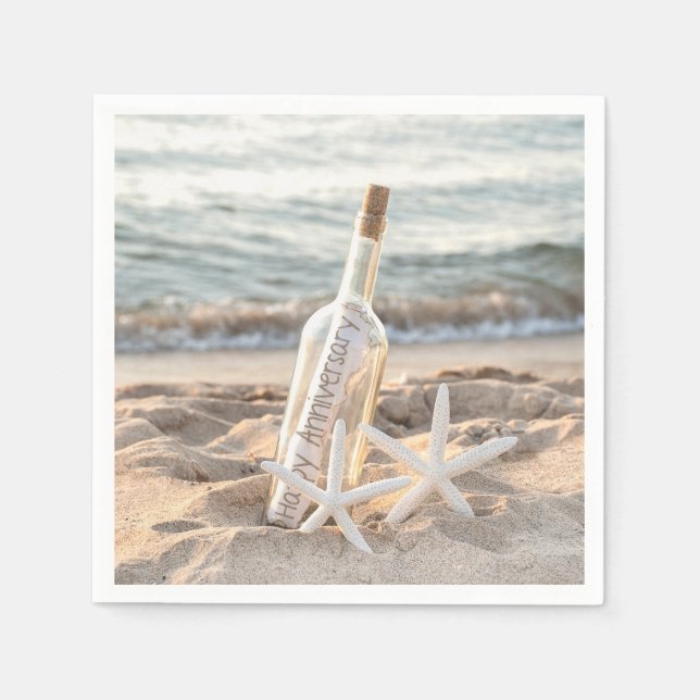 Glückliche Jahresbotschaft in Flasche Serviette (Vorderseite)