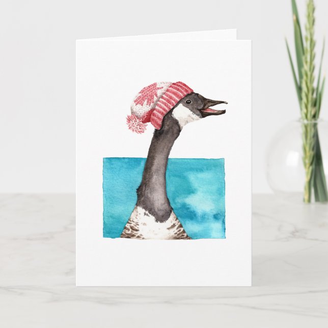 Glückliche Kanada-Gans in einem Toque Karte (Vorderseite)