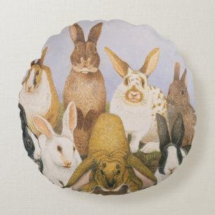 Glückliche Kaninchen Rundes Kissen