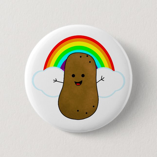 Glückliche Kartoffel und ein Regenbogen Button (Vorderseite)