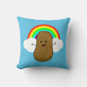 Glückliche Kartoffel und ein Regenbogen Kissen