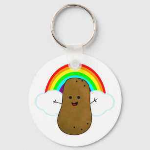 Glückliche Kartoffel und Regenbogen Schlüsselanhänger