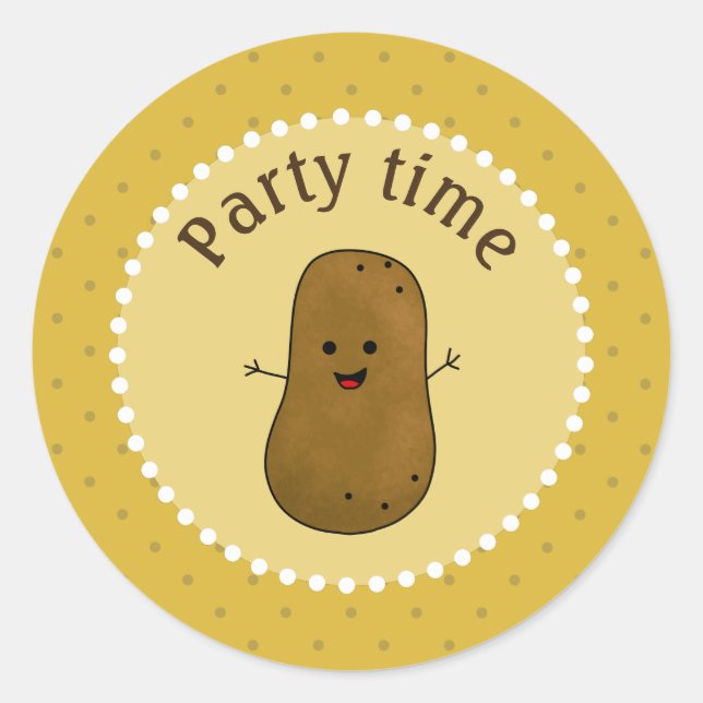 Glückliche Kartoffelparty Zeit Runder Aufkleber (Vorderseite)