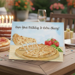 Glückliche Käsige Pizza Geburtstag Karte