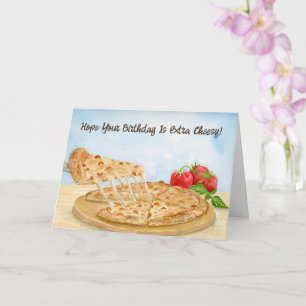 Glückliche Käsige Pizza Geburtstag Karte