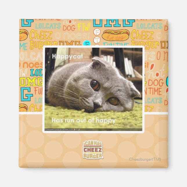 Glückliche Katze, aus Glück Magnet (Vorne)