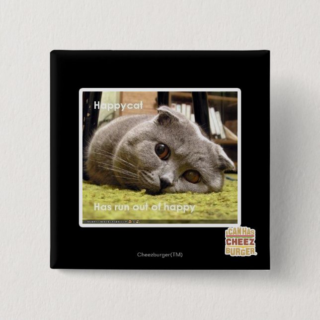 Glückliche Katze, aus glücklichem heraus Button (Vorderseite)