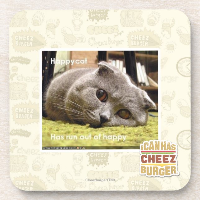 Glückliche Katze, aus glücklichem heraus Getränkeuntersetzer (Vorderseite)