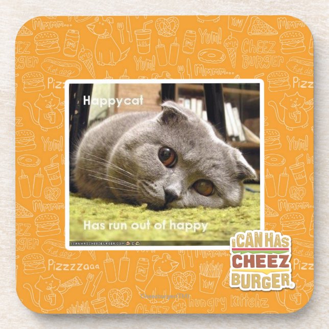 Glückliche Katze, aus glücklichem heraus Getränkeuntersetzer (Vorderseite)