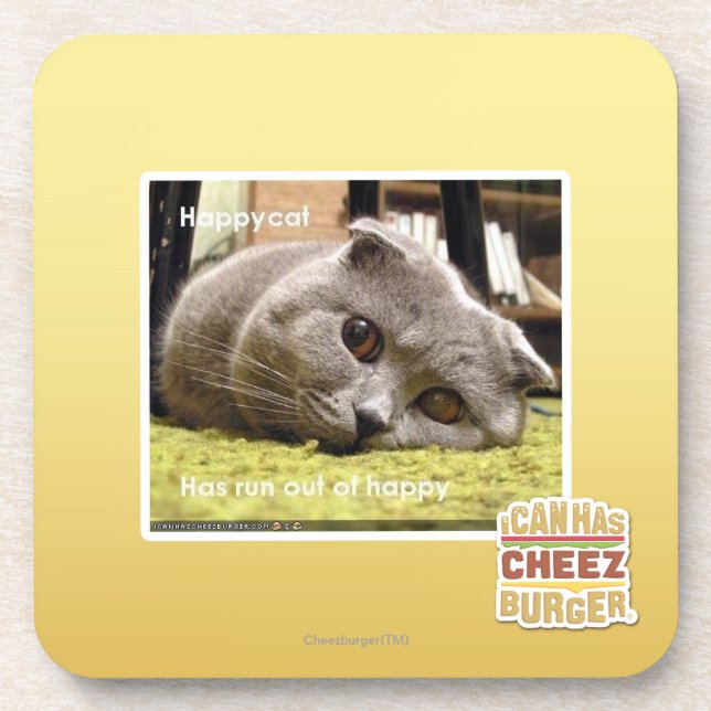 Glückliche Katze, aus glücklichem heraus Untersetzer (Vorderseite)