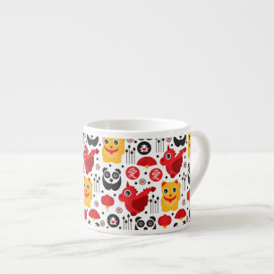 Glückliche Katze, Drache und Panda der China Espressotasse