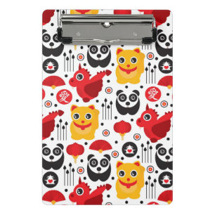 Glückliche Katze, Drache und Panda der China Mini Klemmbrett