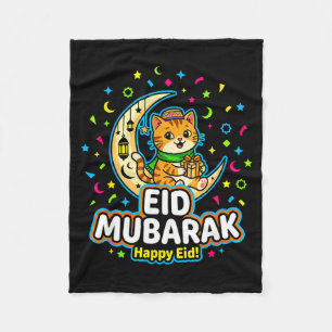 Glückliche Katze Eid Mubarak für muslimische Kinde Fleecedecke