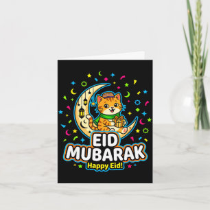 Glückliche Katze Eid Mubarak für muslimische Kinde Karte