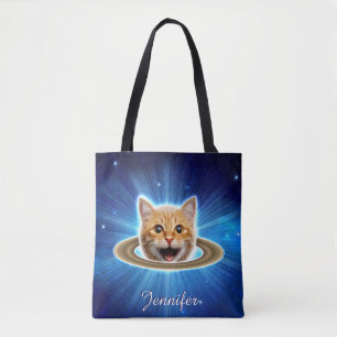 Glückliche Katze im Weltraum.
