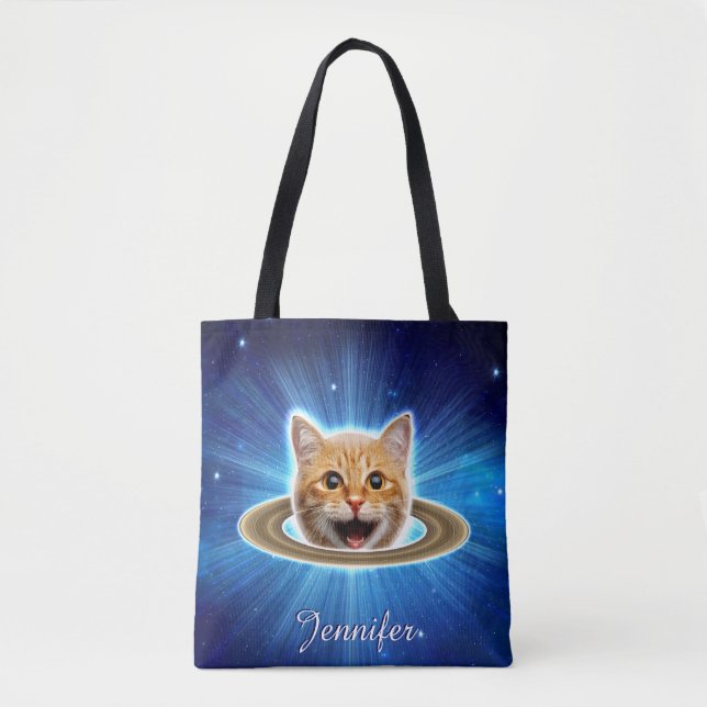 Glückliche Katze im Weltraum. (Vorderseite)