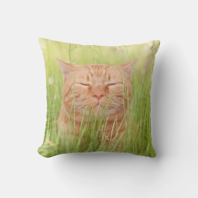Glückliche Katze Kissen (Vorderseite)