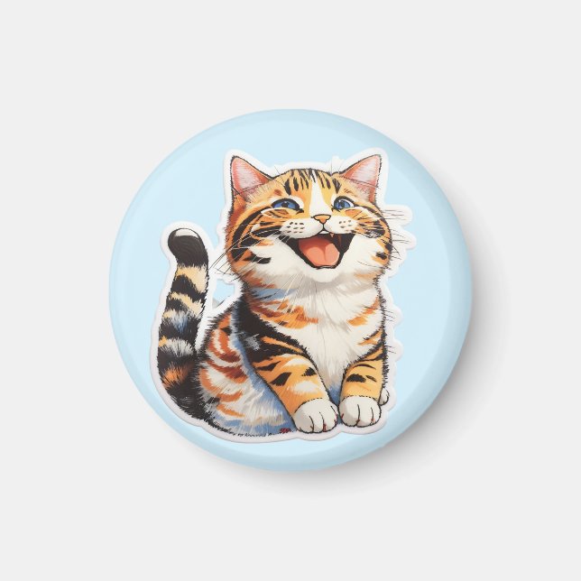 Glückliche Katze Magnet (Vorne)