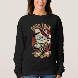 Glückliche Katze Maneki Neko Traurige Ästhetik Edg Sweatshirt