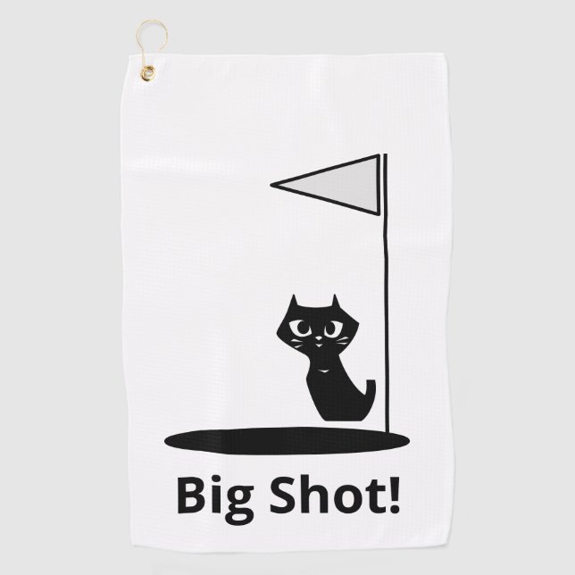 Glückliche Katze mit Big Shot Golfhandtuch (Vorderseite)