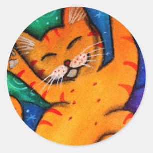 Glückliche Katze Runder Aufkleber