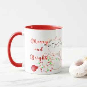 Glückliche Katze spielt mit LED-Licht Süße Weihn Tasse