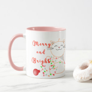 Glückliche Katze spielt mit LED-Licht Süßes Weih Tasse