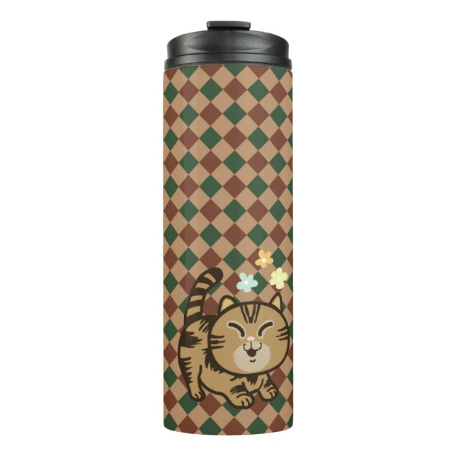 glückliche Katze Thermosbecher (Vorderseite)