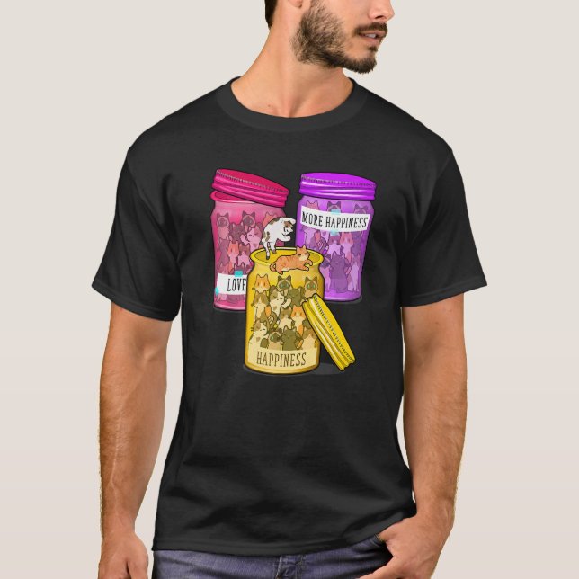 Glückliche Katze Tier Glück T-Shirt (Vorderseite)