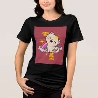 Glückliche Katze Tri-Blend Shirt