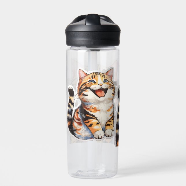 Glückliche Katze Trinkflasche (Vorderseite)