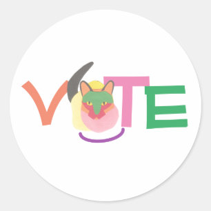 Glückliche Katze wählt GOTV Runder Aufkleber