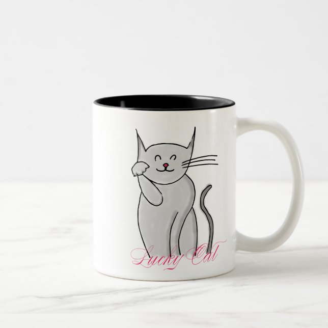Glückliche Katze Zwei-Ton Tasse (Rechts)