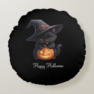 Glückliche Katzen Halloween Rundes Kissen