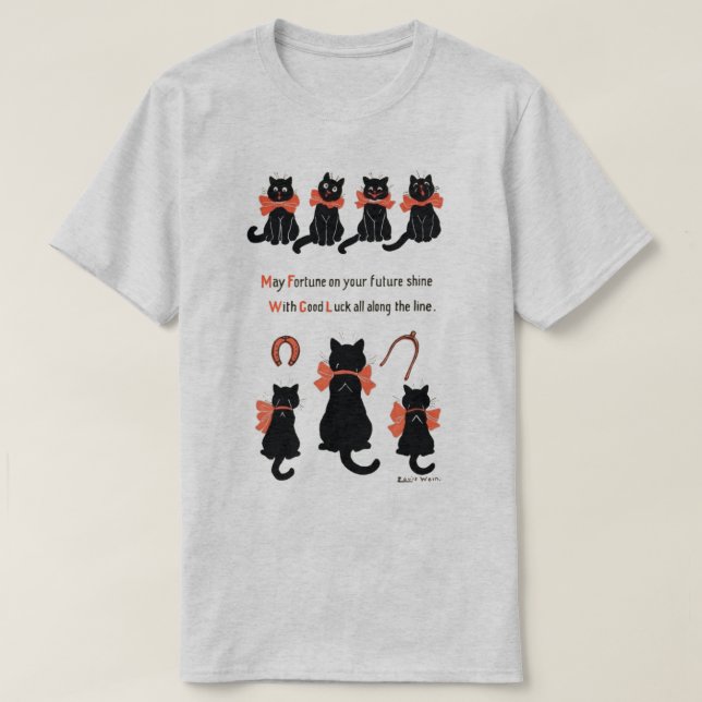 Glückliche Katzen, Louis Wain T-Shirt (Design vorne)