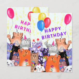 Glückliche Katzen Party Geburtstagskarte Karte