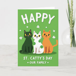 Glückliche Katzenfamilie St. Cattys Tag Karte