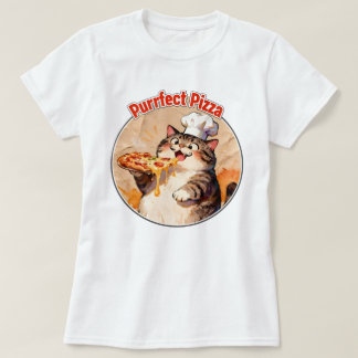 Glückliche Katzenköchin mit Pizza T-Shirt
