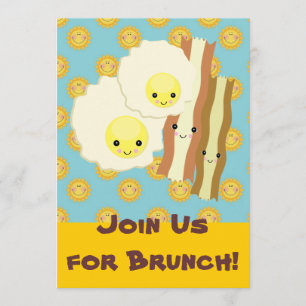 glückliche kawaii  Eier Speck Brunch Frühstück Einladung