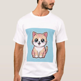 Glückliche Kawaii-Katze mit großem Lächeln - Paste T-Shirt