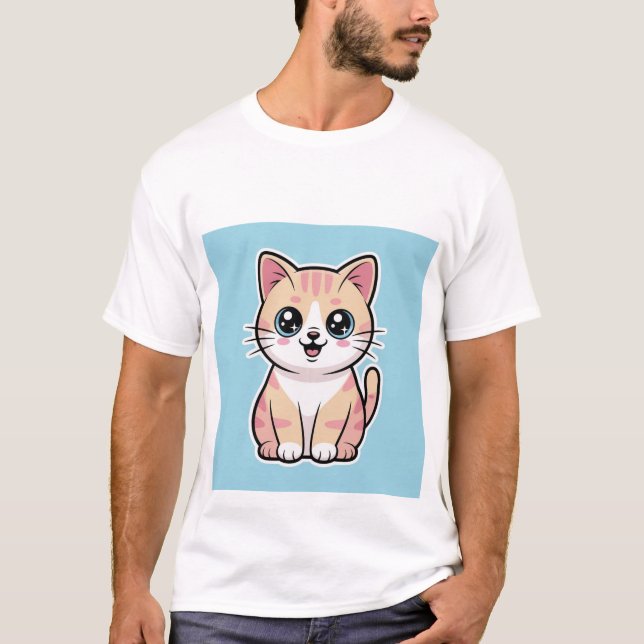 Glückliche Kawaii-Katze mit großem Lächeln - Paste T-Shirt (Vorderseite)