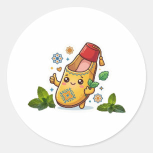 Glückliche Kawaii marokkanische Balgha - Tradition Runder Aufkleber