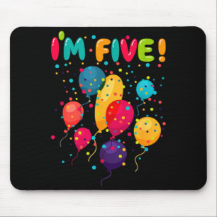 Glückliche Kinder 5 fünf Geburtstagspartybälle Mousepad