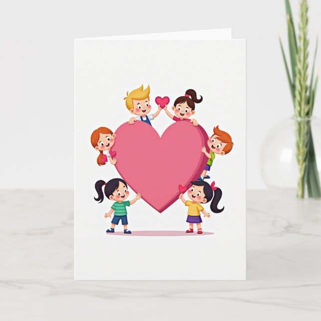 Glückliche Kinder Liebende Herzen Karte (Vorderseite)